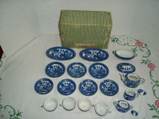 Vintage Japan 20 Piece Toy Tea Set Blue Willow