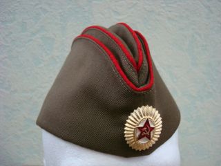 Russian Soviet Army Field Forage Garrison Cap Hat Pilotka Emblem Badge Officer