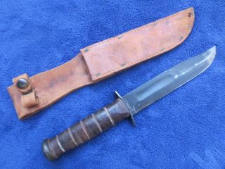 Ww2 Usmc Mk2 Military Knife Ka Bar Fighting Dagger & Leather Sheath