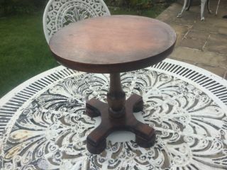 Small Georgian Estate Made Mahogany Round Table / Plant Or Cake Stand 25 Cm High