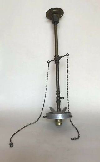 Antique Veritas Brass Gas Light / Lamp With Chains (converted To Electricity)