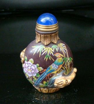 100 Handmade Carving Painting Gilt Snuff Bottles Old Peking Colored Glaze 002