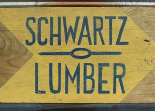 SCHWARTZ LUMBER ARROW WOODEN ROAD SIGN VINTAGE SAW MILL FARM OLD AMISH STORE 2