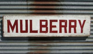 Primitive Wooden Mulberry Sign Vintage Fruit Tree Stand Farm Antique Old Berries