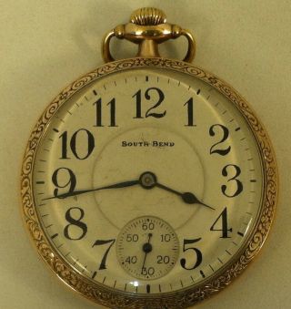 1922 South Bend Railroad Pocket Watch 9 Jewel 209 Gold Filled Double Roller