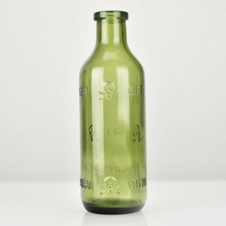 ☠ Antique Green Glass Poison Bottle Jar Skull Crossbones Apothecary Chemist No.  4