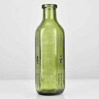 ☠ Antique Green Glass Poison Bottle Jar Skull Crossbones Apothecary Chemist No.  4 3