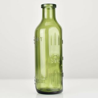 ☠ Antique Green Glass Poison Bottle Jar Skull Crossbones Apothecary Chemist No.  4 4