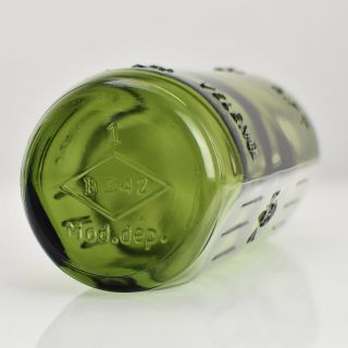 ☠ Antique Green Glass Poison Bottle Jar Skull Crossbones Apothecary Chemist No.  4 7