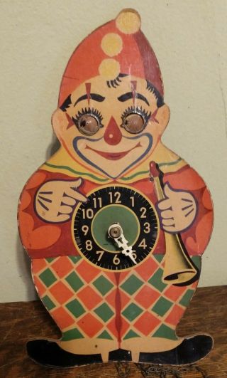 Vintage West German Moving Eye Clown Cuckoo Clock.