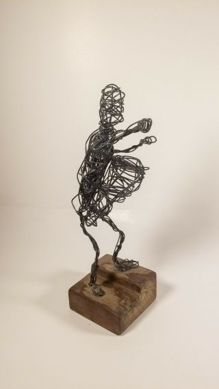 Vintage Mid Century Modernist Brutalist Wire Drummer Figural Sculpture 10 "