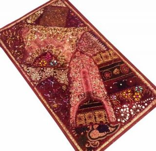 40 " Red Masterpiece Vintage DÉcor Indian Rare Sari Beaded Wall Hanging Tapestry