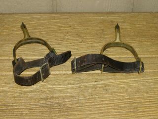 Orig.  Rare Indian Wars Model 1872 U.  S.  Cavalry Brass Spurs With Leather Straps