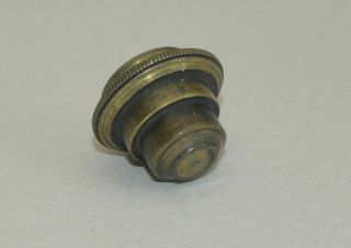 Old objective lens for early brass microscope in cannister,  may suit Culpeper. 3