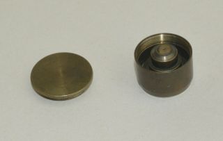 Old objective lens for early brass microscope in cannister,  may suit Culpeper. 5