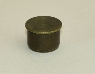 Old objective lens for early brass microscope in cannister,  may suit Culpeper. 6