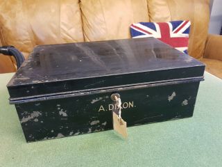 Vintage Black Metal Deed Box/safety Deposit Box