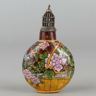 Chinese Exquisite Handmade Flowers Glass Snuff Bottle
