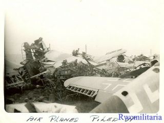Org.  Photo: Luftwaffe Me - 109 Fighter Sitting W/ Wrecks In Field; Stuttgart (2)