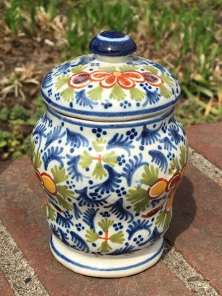 Antique old French porcelain pharmacy apothecary jar,  19th Century blue & white 3