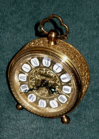 Vintage Linden West German Brass Filigreed Alarm Clock