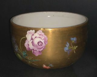 FINE GERMAN MEISSEN PORCELAIN GOLD GROUND HAND PAINTED FLOWERS ROSES BOWL 2