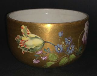 FINE GERMAN MEISSEN PORCELAIN GOLD GROUND HAND PAINTED FLOWERS ROSES BOWL 3