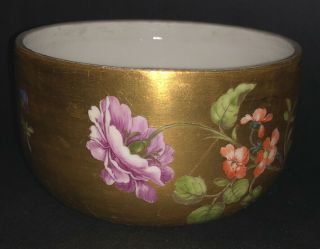 FINE GERMAN MEISSEN PORCELAIN GOLD GROUND HAND PAINTED FLOWERS ROSES BOWL 4