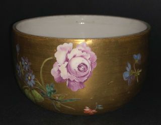 FINE GERMAN MEISSEN PORCELAIN GOLD GROUND HAND PAINTED FLOWERS ROSES BOWL 5