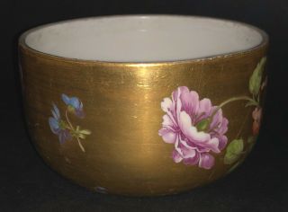 FINE GERMAN MEISSEN PORCELAIN GOLD GROUND HAND PAINTED FLOWERS ROSES BOWL 6