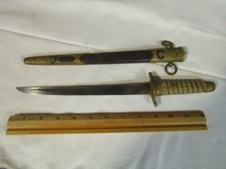 ANTIQUE JAPANESE WWII NAVY OFFICER ' S TANTO KNIFE / DAGGER WITH SHEATH 2