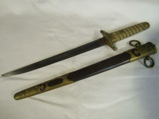 ANTIQUE JAPANESE WWII NAVY OFFICER ' S TANTO KNIFE / DAGGER WITH SHEATH 6