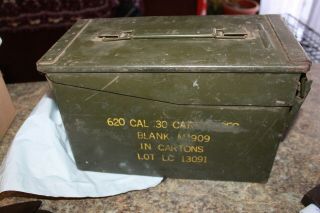 Vintage Metal Ammunition Ammo Box Can Military Green Worn Old 620 Cal 30