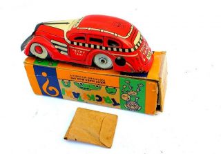 Vtg Tin Louis Marx Wind - Up Tin Car Tricky Taxi Toy Car In Orig Box