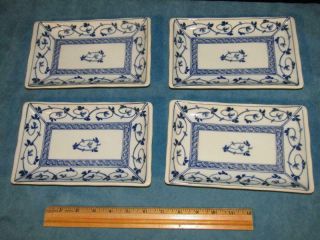 Set 4 Chinese Export Canton 8 " Rectangular Plates