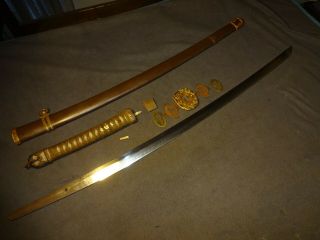 Japanese WWll Army officer ' s sword in mountings,  hand forged mumei Gendaito 11
