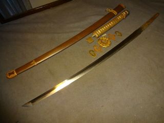 Japanese WWll Army officer ' s sword in mountings,  hand forged mumei Gendaito 2