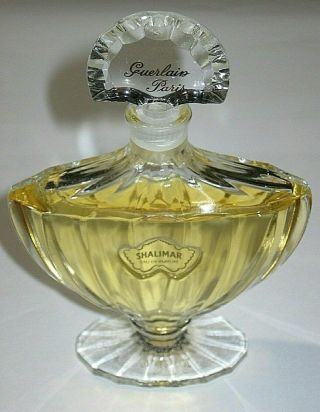 Vintage Guerlain Shalimar Perfume Bottle 2 Oz 60 Ml Edp - Open 3/4 Full - 5 3/4 "