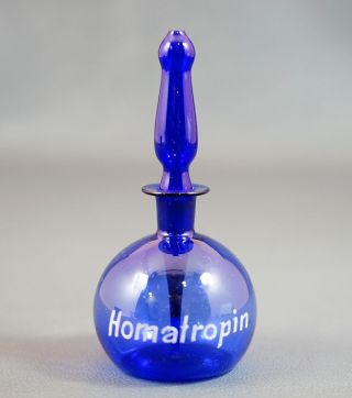 19c.  Cobalt Blue Blown Glass Homatropine Medicine Drug Drip By Drop Bottle Flask