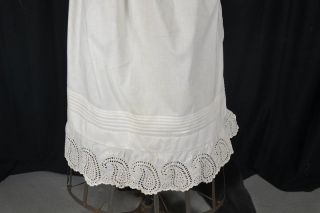 Antique Apron Long Half White Cotton Lace Civil War Era
