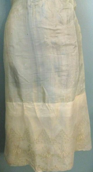 ANTIQUE VICTORIAN SILK WOMEN ' S DRESS EMBROIDERED SKIRT NETTING METALLIC TRIM 3