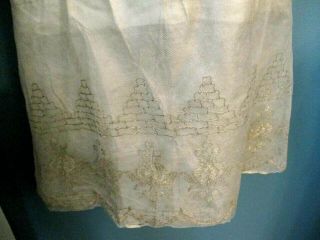 ANTIQUE VICTORIAN SILK WOMEN ' S DRESS EMBROIDERED SKIRT NETTING METALLIC TRIM 4