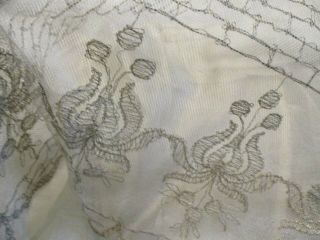 ANTIQUE VICTORIAN SILK WOMEN ' S DRESS EMBROIDERED SKIRT NETTING METALLIC TRIM 7