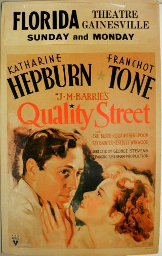 Quality Street Window Card - Katharine Hepburn - Franchot Tone - Krfx