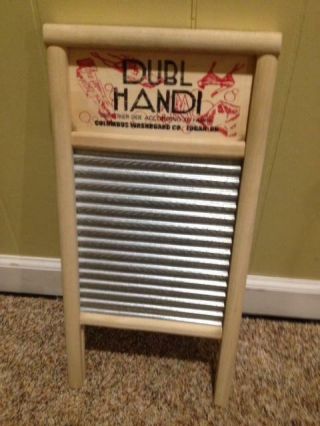 " Dubl Handi " Wooden Wash Board - 8.  5 " X 18 " - Columbus Washboard Co