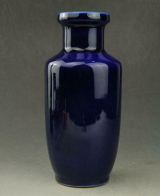 Chinese Old Hand - Carved Blue Glaze Porcelain Vase B02