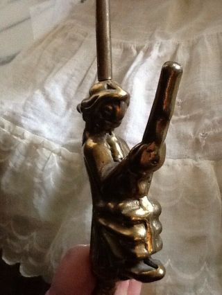 Vintage Halloween Solid Brass WITCH ON BROOM ORNATE - Damper - Fireplace - FLUE HOOK - 8