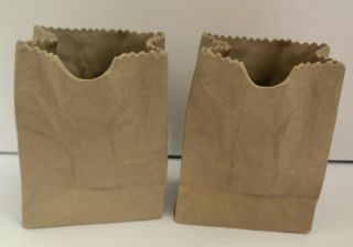 Two Pop Art Modernist Ceramic Illusions Brown Paper Bags Sculptures Vases Signed