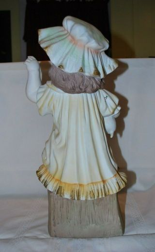 Antique German Bisque Figurine Statue Piano Baby Girl with Puppy Dog Huge EX 4