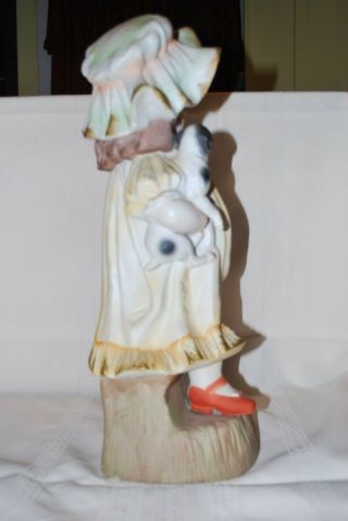 Antique German Bisque Figurine Statue Piano Baby Girl with Puppy Dog Huge EX 5